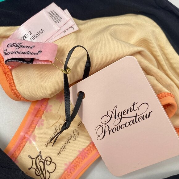 Agent Provocateur Mazzy Peach Black Bikini Set NWT - Picture 12 of 12
